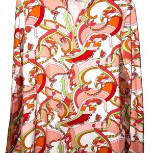 IBKUL Women's Top with Pink and Orange Swirl Pattern